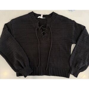 No Boundaries Juniors' Black Tie Up Sweater Size M (7-9)